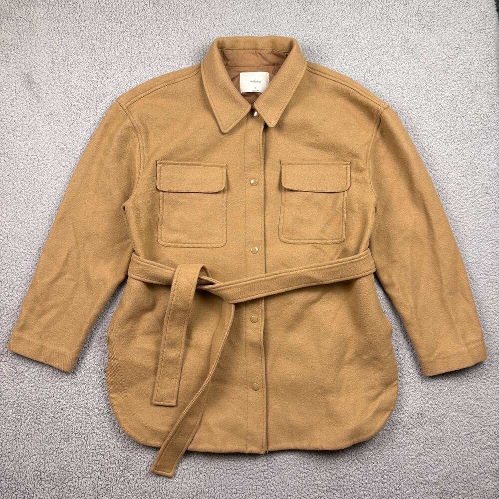 Artitzia Wilfred Free Rialto Jacket Womens XL Beige Coat Belted Shacket Pockets